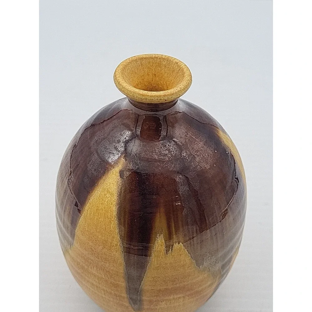 VTG Joe Gafford Signed Studio Pottery Handmade Drip Glazed 4.5